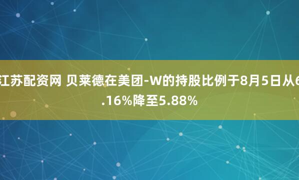 江苏配资网 贝莱德在美团-W的持股比例于8月5日从6.16%降至5.88%