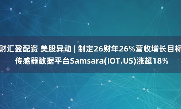 财汇盈配资 美股异动 | 制定26财年26%营收增长目标 传感器数据平台Samsara(IOT.US)涨超18%