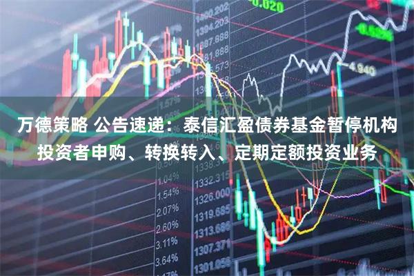 万德策略 公告速递：泰信汇盈债券基金暂停机构投资者申购、转换转入、定期定额投资业务