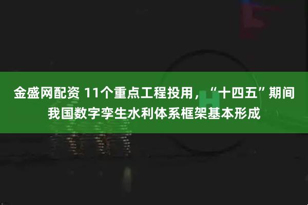 金盛网配资 11个重点工程投用，“十四五”期间我国数字孪生水利体系框架基本形成